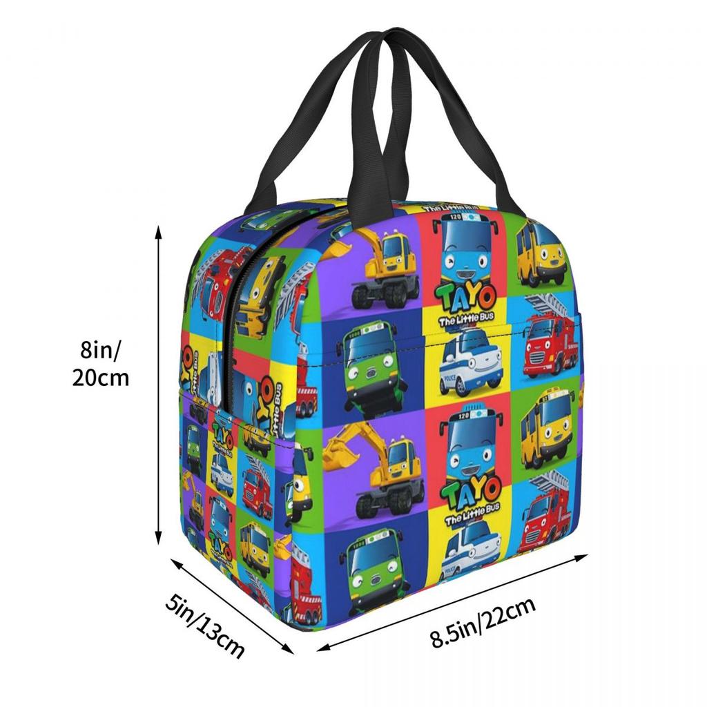 Tayo The Little Bus Cartoon Insulated Lunch Bag for Women Children Portable Food Boxes Thermal Lunch Box Tote