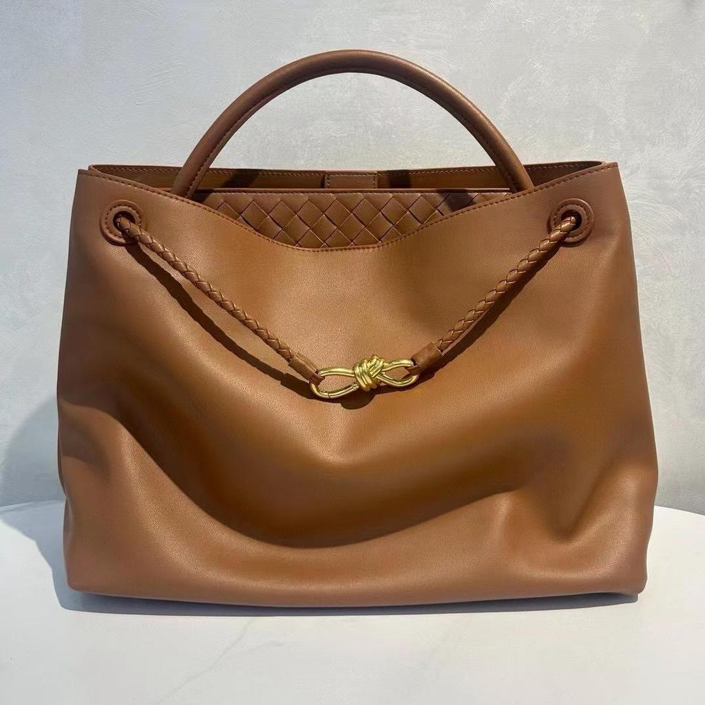 Women's 2026 New Texture Genuine Leather Large Capacity Tote Bag Women's Diagonal Cross Commuter Bow Single Shoulder Handbag
