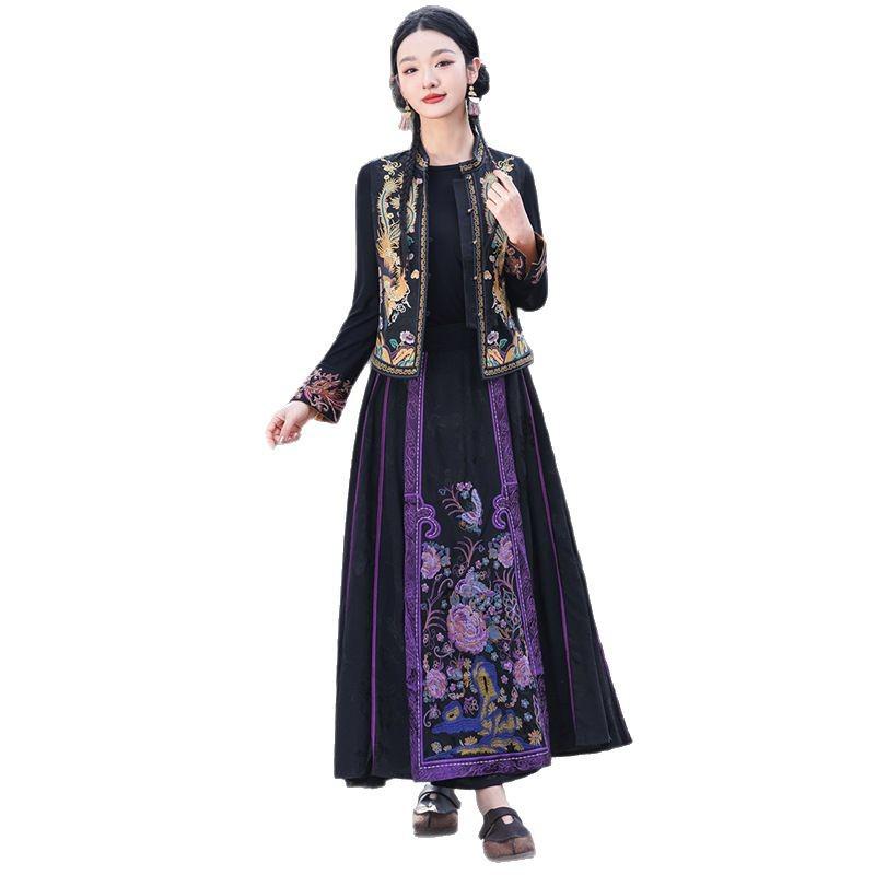 High-Quality Women's Embroidered Satin Cape Vest - Ethnic Style, Chinese Retro