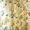 Embroidered Peony Window Room Divider Curtain Line Hanging On Rod Door Valance