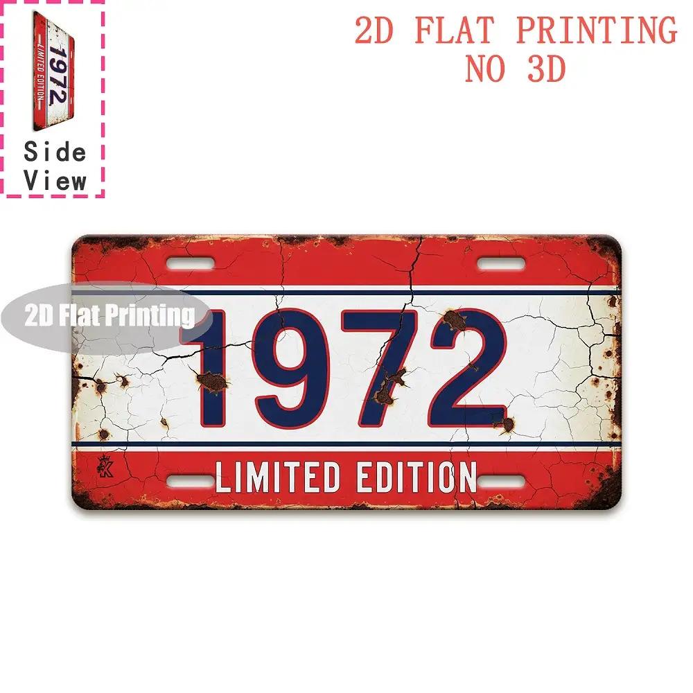 

Limited Edition Red White Retro D Flat Printing License Plate Style Metal Tin Sign Vintage Year Themed Decorative Aluminu 15x30cm(5.9x7.8inch)