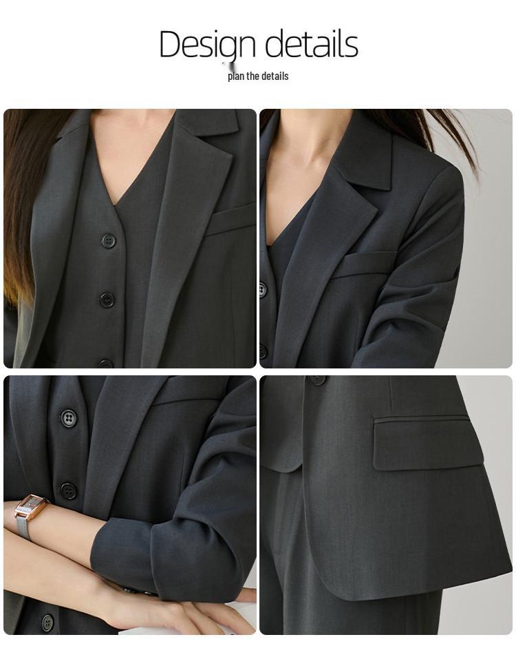 Chic Dark Gray Suit Jacket for Women - Autumn 2025 Collection