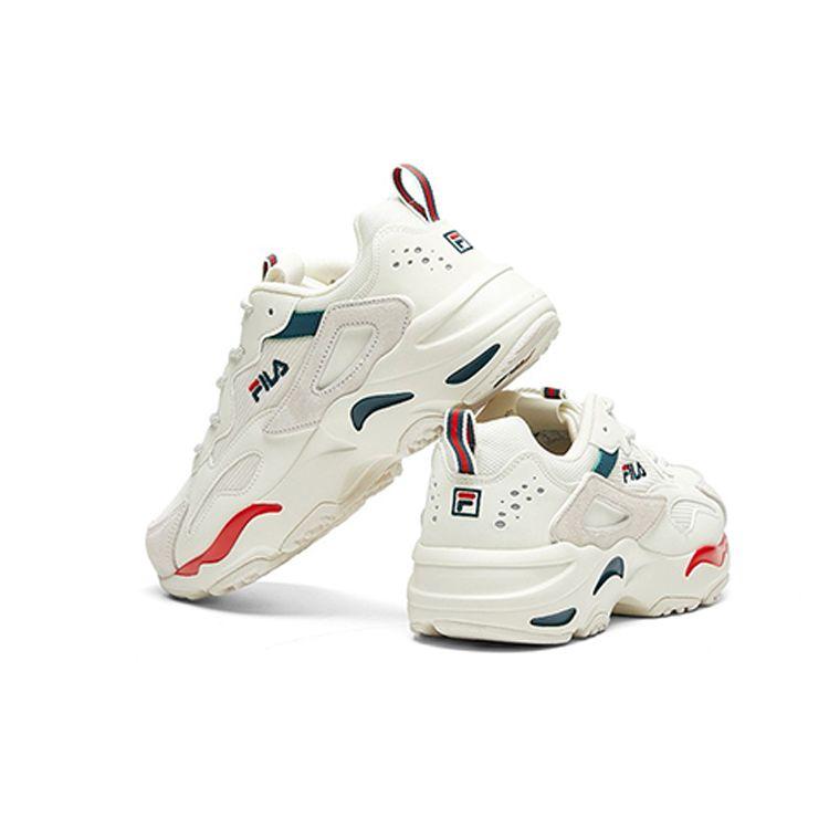 FILA Tracer Fabric Comfortable Versatile Breathable Low-Top Dad Shoes Women sneaker Light-White F12W021111FWR
