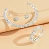 4-teiliges Hochzeits Damen Zirkon Set Strass Ohrringe Halskette Armband Party Luxus Mode Accessoires