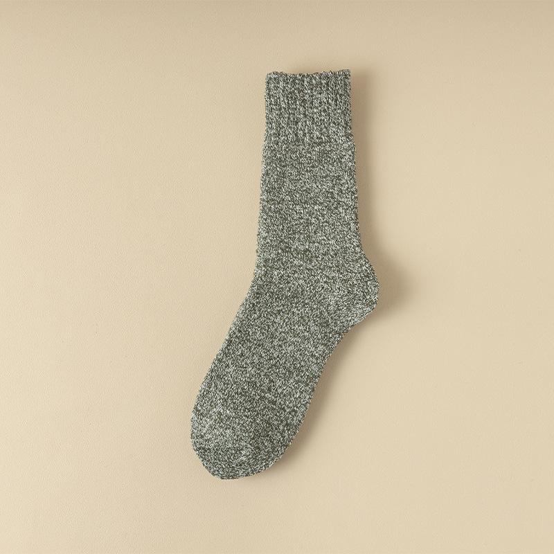 3 Pairs of Men's Winter Wool Ring Plus Velvet and Thick Warm Pure Color National Wind Tube Socks