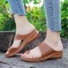 Fashion Shoes Ladies' Slippers Big Size Beige Heeled Sandals Slipers Women Low Flat Summer Soft Black Fretwork 2025 Scandals Rubber Buck