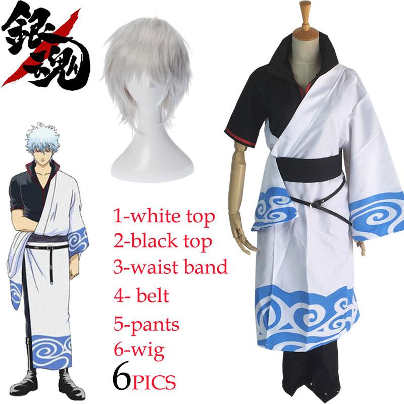 Anime Gintama Cosplay Kostýmy Sakata Gintoki Cosplay Kostým Kimono Halloween Karnevalová Párty Stříbrná Duše Cosplay Kostým Paruky