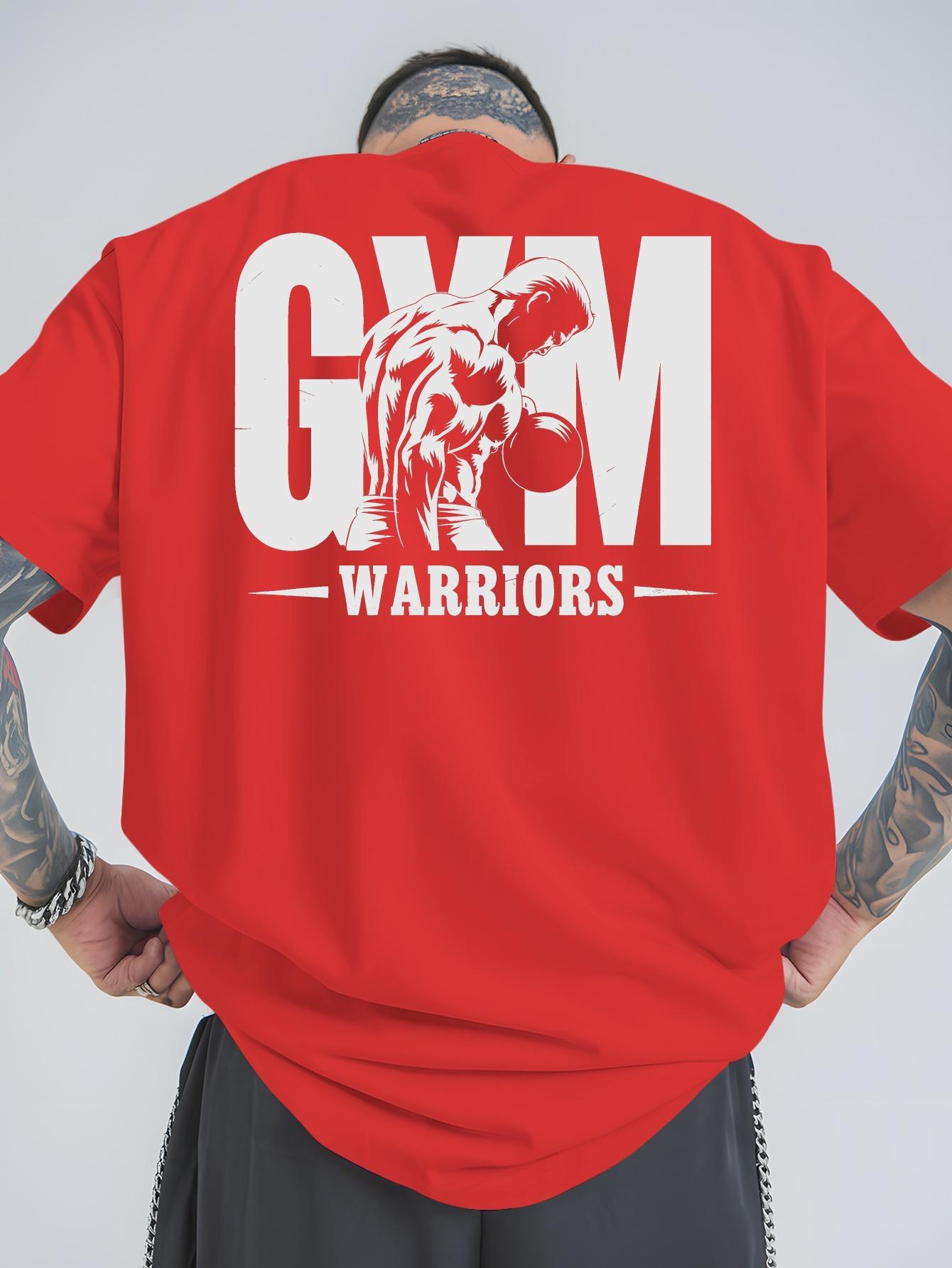 

Gym Warriors Mens Cotton TShirt Summer Short Sleeve Athletic Streetwear Red - Men s Summer Cotton Graphic Tee 5XL різнокольоровий