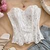 Hollow Flower Underwear for Women Shapers Crop Tube Top Sweet Lace Fishbone Shapewear Party