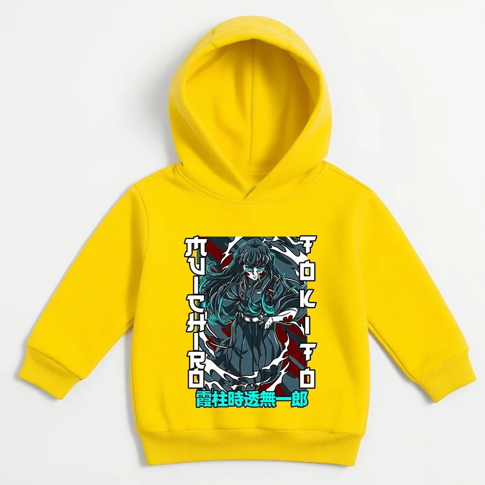 KidsDemonSlayer Hoodie,ChildrenDrawstring Hooded Sweatshirt Tokito Muichiro Anime Graphic Print Casual Pullover Top Anime Outfit