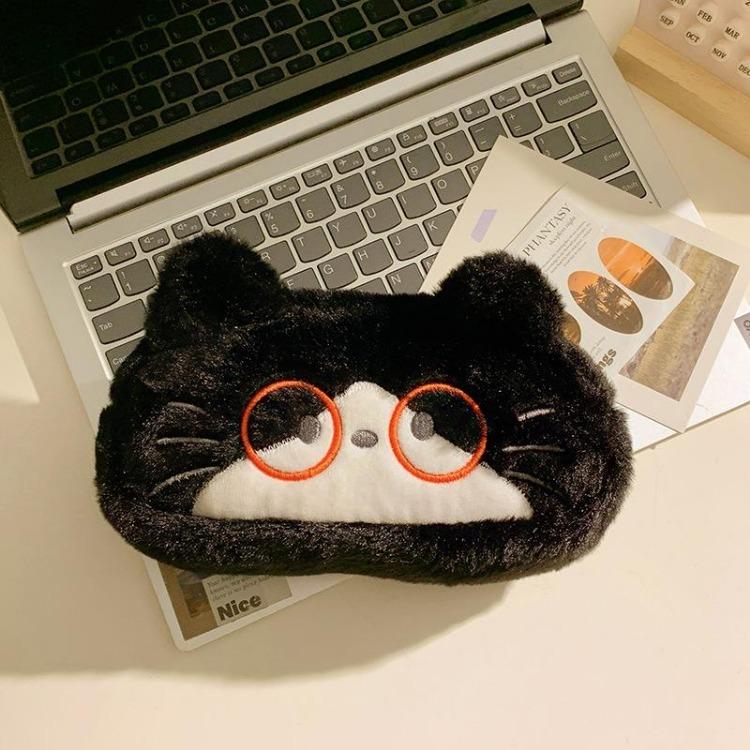 Cute Plush Pencil Case with Animal Glasses Design Large Capacity Cat Dog Shaped Makeup Bag School Stationer Bag Gift for Kids