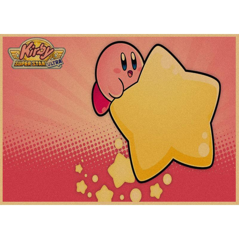 Kirby Retro Japanese Anime Poster - Cartoon Kraft Paper Wall Art