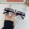Trendy European and American Style Unisex Large Frame Double Bridge Half Frame Sunglasses