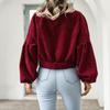 Giacca Corta in Velluto a Coste Vintage Autunnale da Donna Cappotto Monocolore Revers Manica a Lanterna Monopetto Capospalla