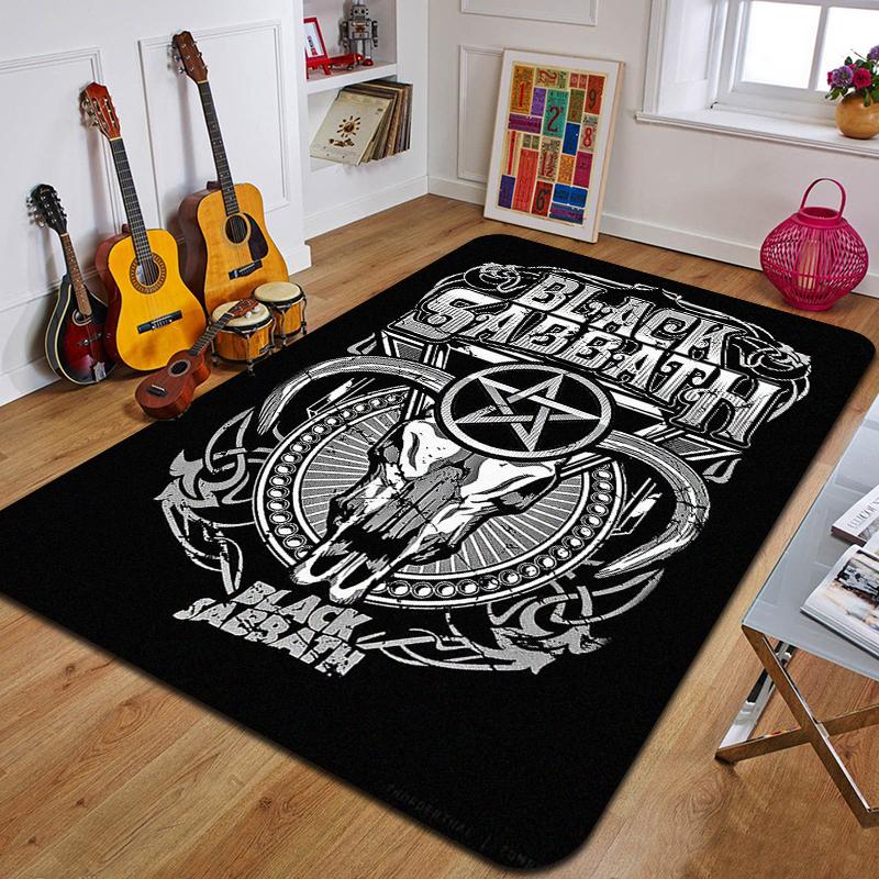 B-Black Sabbath Logo Gedruckter Teppich Mode Yogamatte Rutschfester Teppich Schlafzimmerdekoration Außenteppich Schlafzimmer Geburtstagsgeschenk