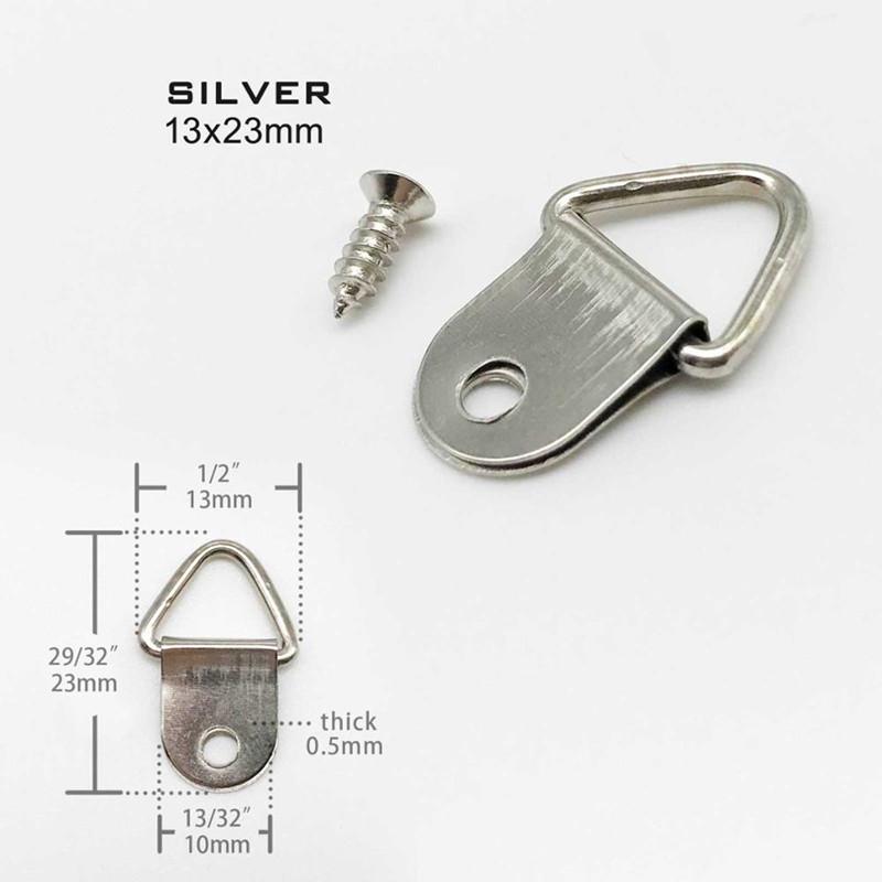 

Золотой Серебряный Черный Треугольник D-образное кольцо Подвешивание Масляная живопись Зеркало Рамка для картины Вешалка Художественное произведение Фото Настенный крючок с винтами серебряный