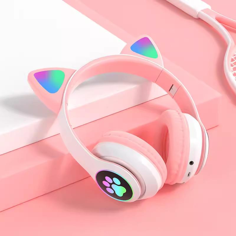 Cat Ear Luminous Headset STN-28 Girls' Cute E-sports Game Wireless Headset Bluetooth Headset