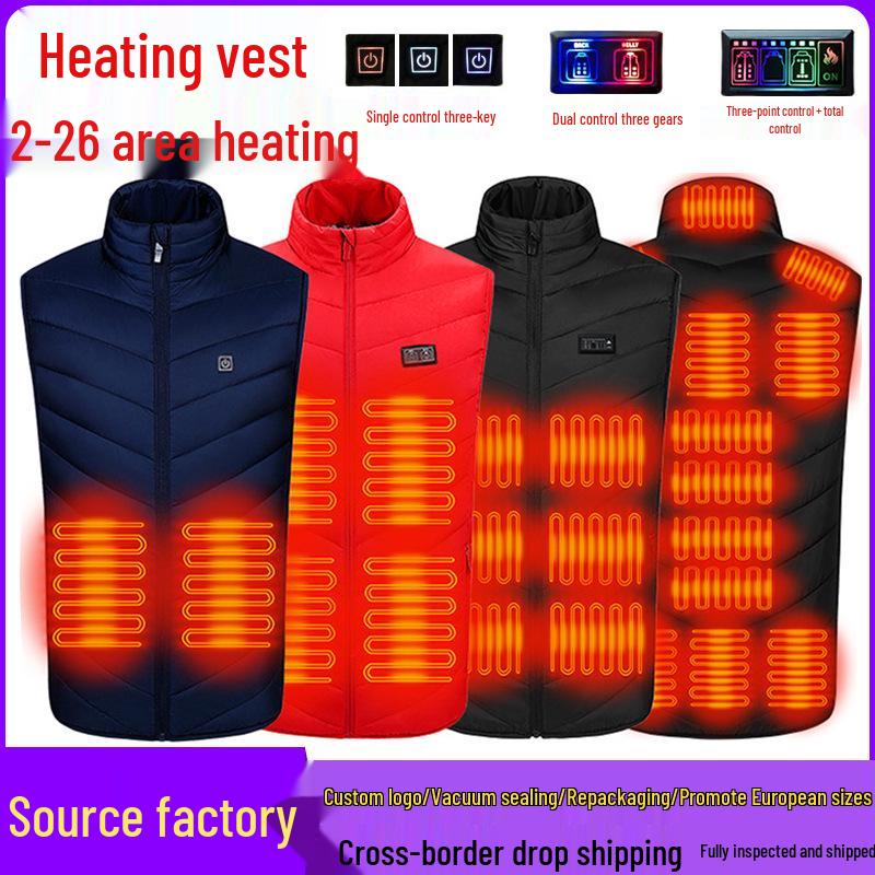 Unisex Smart Heated Vest with Temperature Control - Winter Warmth, Cotton, Plus Size