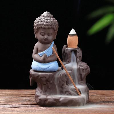 1 Stück, Kreative Heimdeko Der kleine Mönch Kleiner Buddha Räuchergefäß Rückfluss Räucherstäbchenhalter Für Zuhause Teehaus(Ohne Weihrauch)