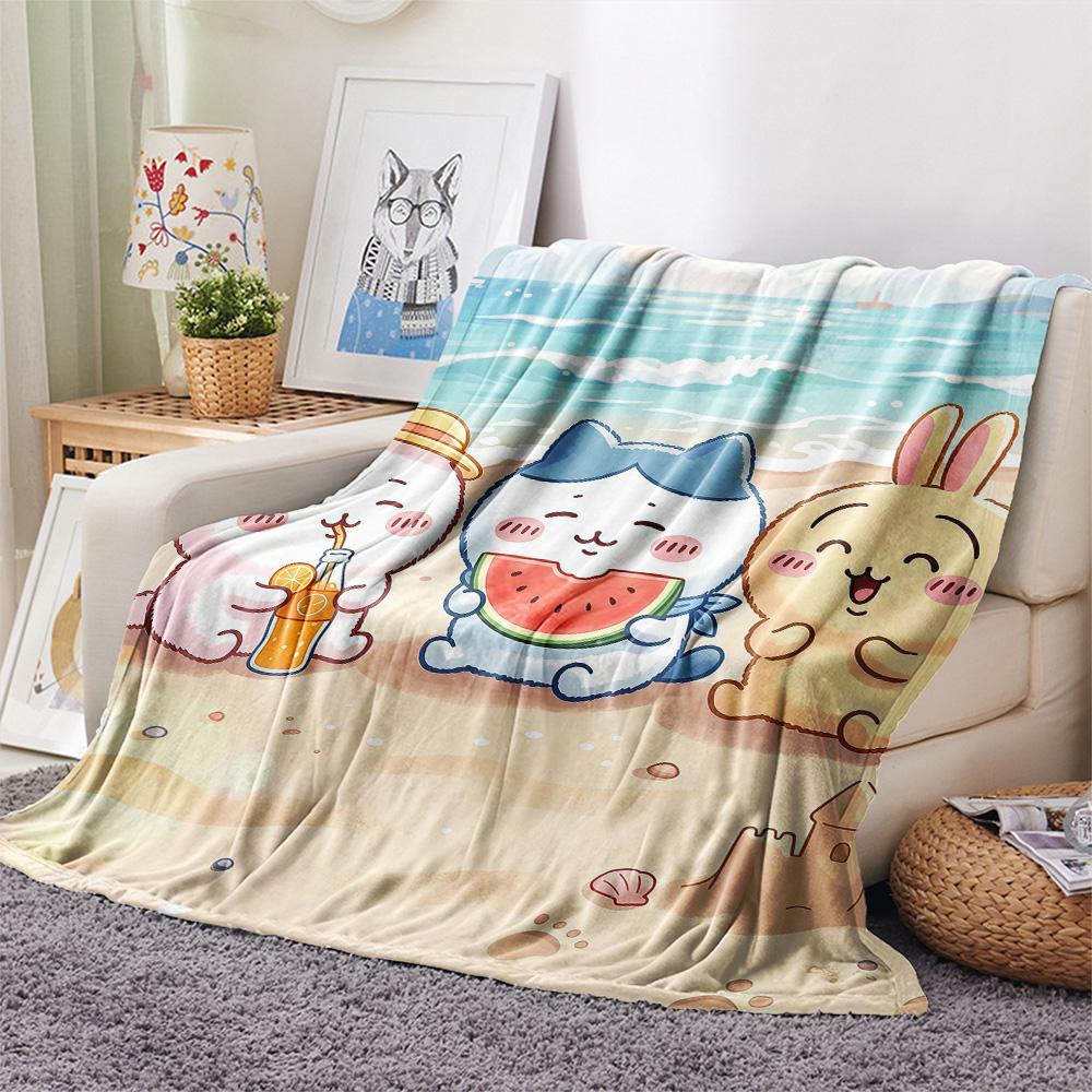 Chiikawa Flannel Blanket, High quality Comfortable for All Seasons, Home Decor, Warmth and Comfort