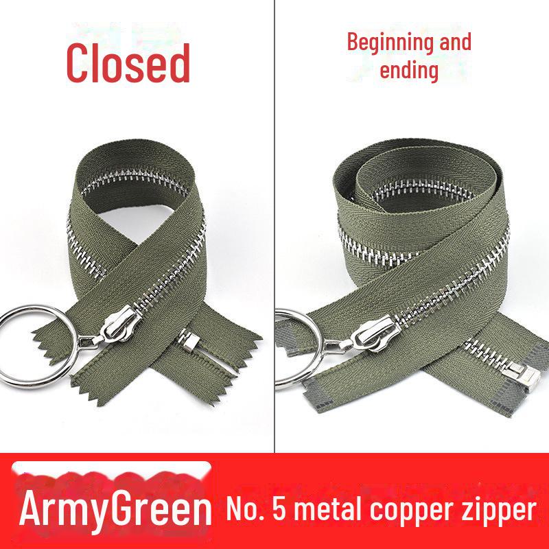 

Ні. 5 Мідна блискавка зі срібними зубцями та великим кільцем-пулером для шкіряних штанів, спідниць та багажу, 20-40 см 20cm closed end армія зелений колір