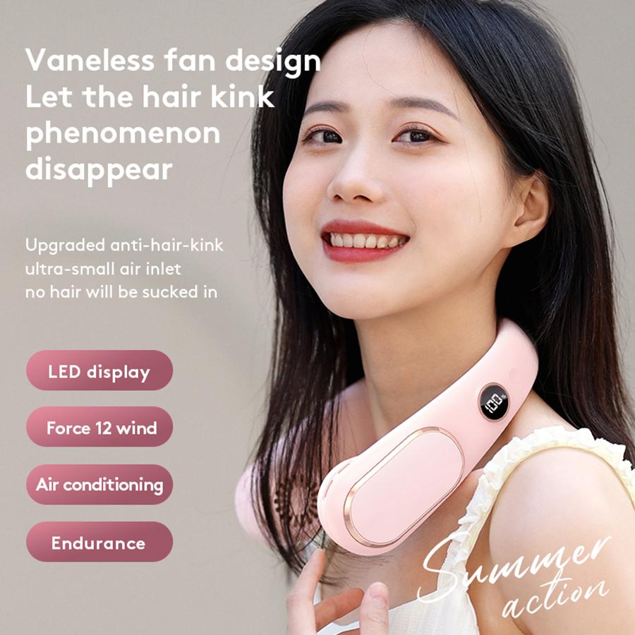 2024 New Wearable Neck Fan Portable Rechargeable Cooling Fan Bladeless Neck Fan Portable Air Conditioner for Outdoor Office