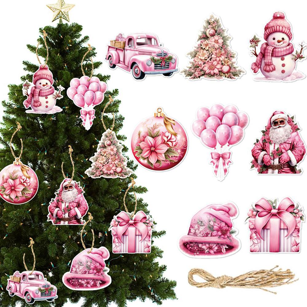 Runtowo Paper Christmas Tree Ornaments Merry Christmas Decor for Home 2026 Navidad Xmas Gifts New Year 2026 Santa Claus Pendant