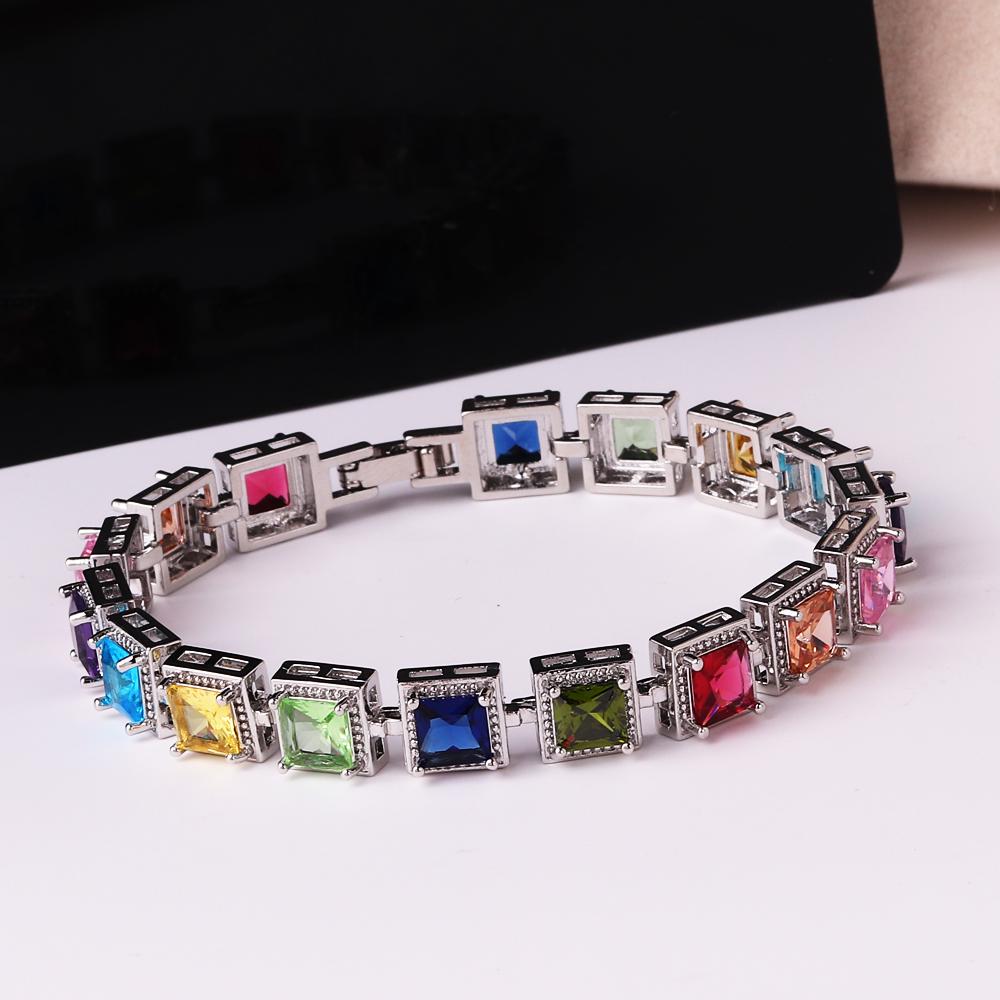 

Bling Classic Gorgeous Rainbow Love Crystal Love Heart Shape Bracelet for Women Wedding Bridal Gift Jewelry