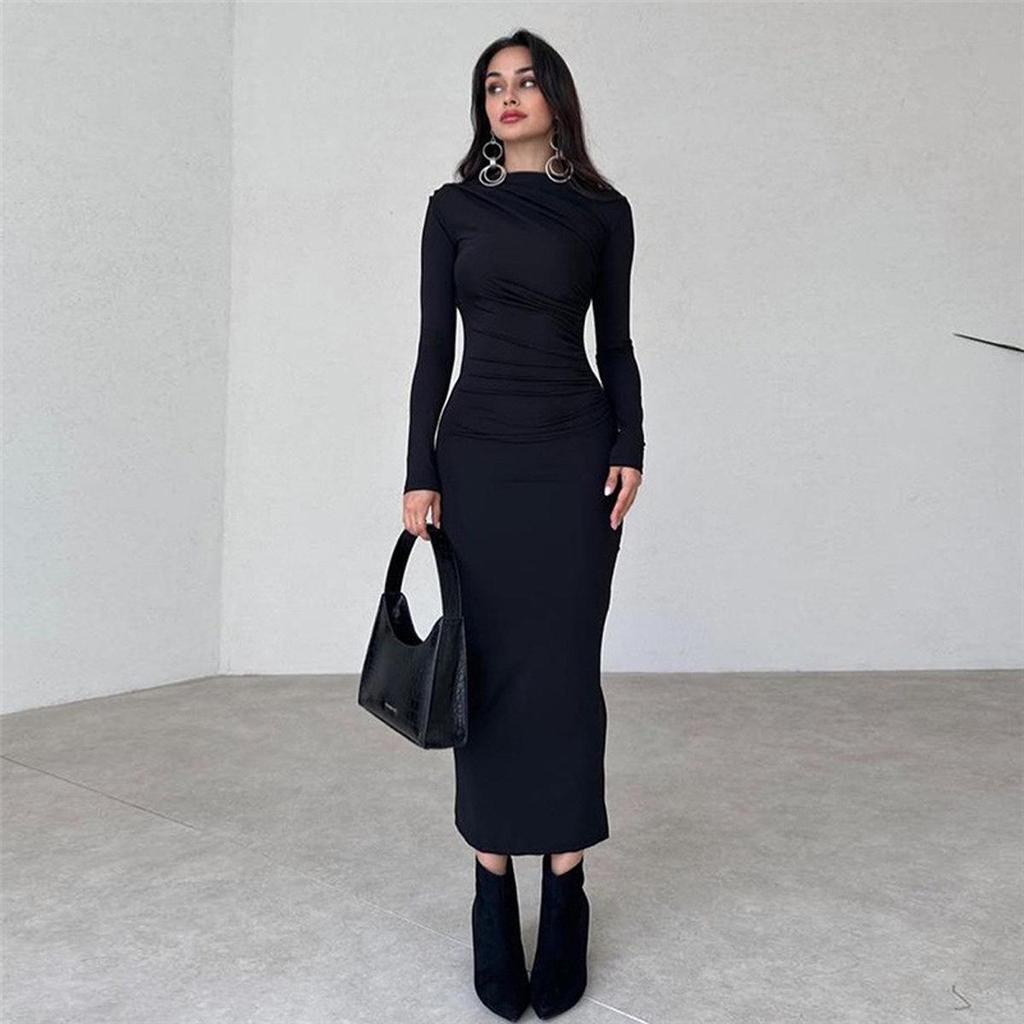 Rochie elegantă bodycon de culoare uni pentru toamna/iarna 2025