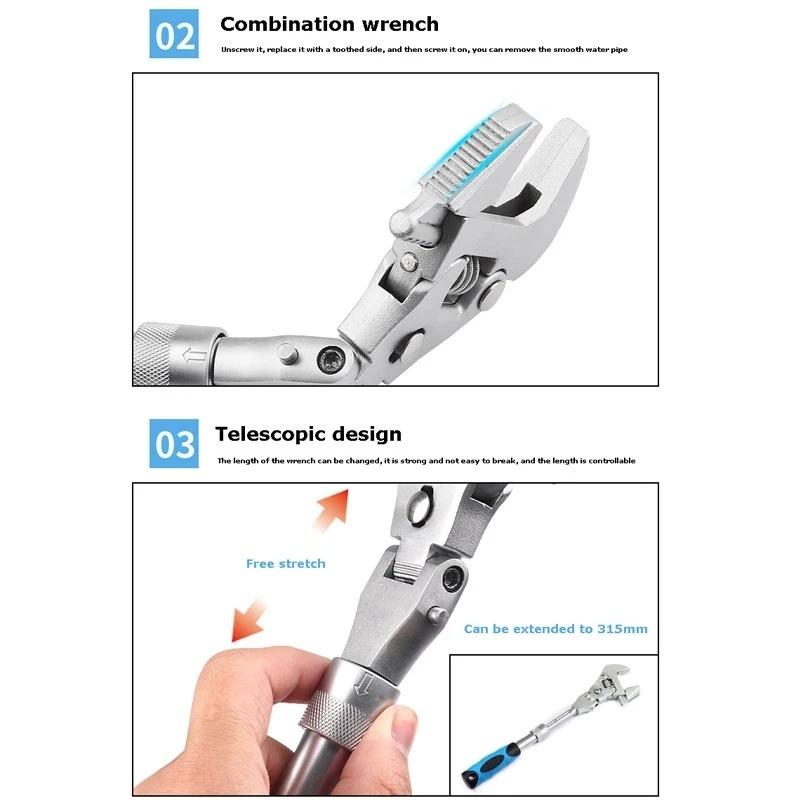 Multifunction 5 In 1 Torque Wrench 10 Inch Adjustable Ratchet Wrench 180 Degree Folding Spanner Household Maintenance Manual Tool