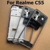For Realme C55 Middle Frame Front Bezel Lcd Holder Back Housing Mid Plate Replacement