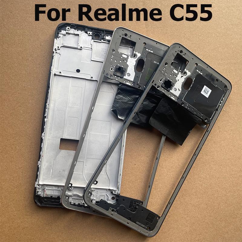 For Realme C55 Middle Frame Front Bezel Lcd Holder Back Housing Mid Plate Replacement
