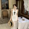 LC temperament gentle wind neck halter slim lace fishtail skirt women's spring and summer new sexy pure desire to close the waist