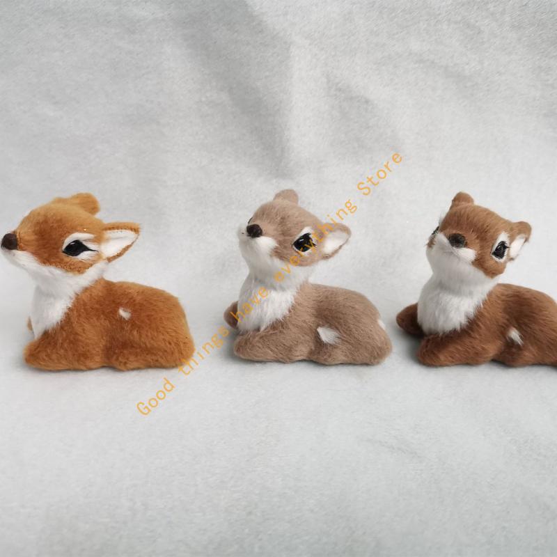 Realistic Christmas Deer Figurine With Realistic Furs Texture Miniature Animal Model For Holiday Tabletop Shelf Decors 55KF