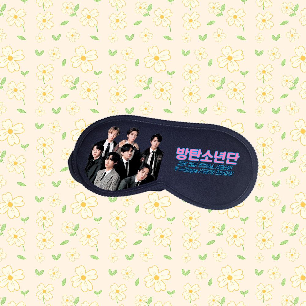 BTS Mitgliederfoto Schlaf-Augenmaske, Bangtan Boys Aufdruck Verdunkelungs-Augenbinde, Kpop ARMY Fans Reise- & Ruhe-Accessoire