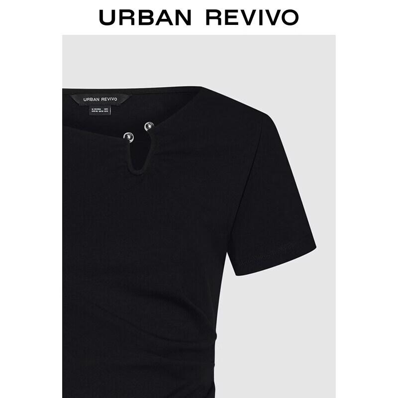 UR Women's Irregular Hem Pleated Slim T-shirt