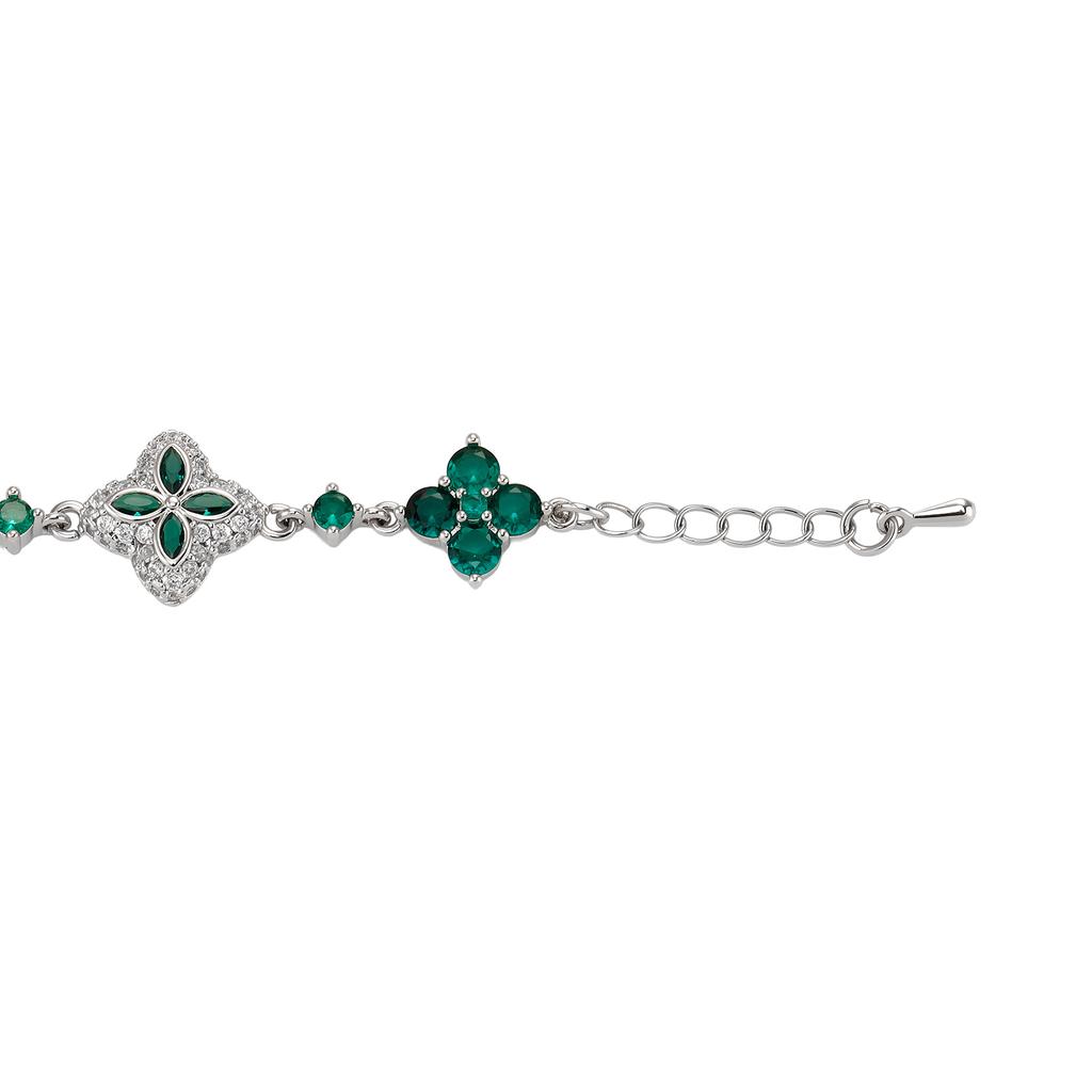 TOPGRILLZ Eiskaltes Klassisches Messing Armband Damen Verstellbar Vierblättriges Kleeblatt Kettenarmband Mit 5A+ Zirkonia Für Party