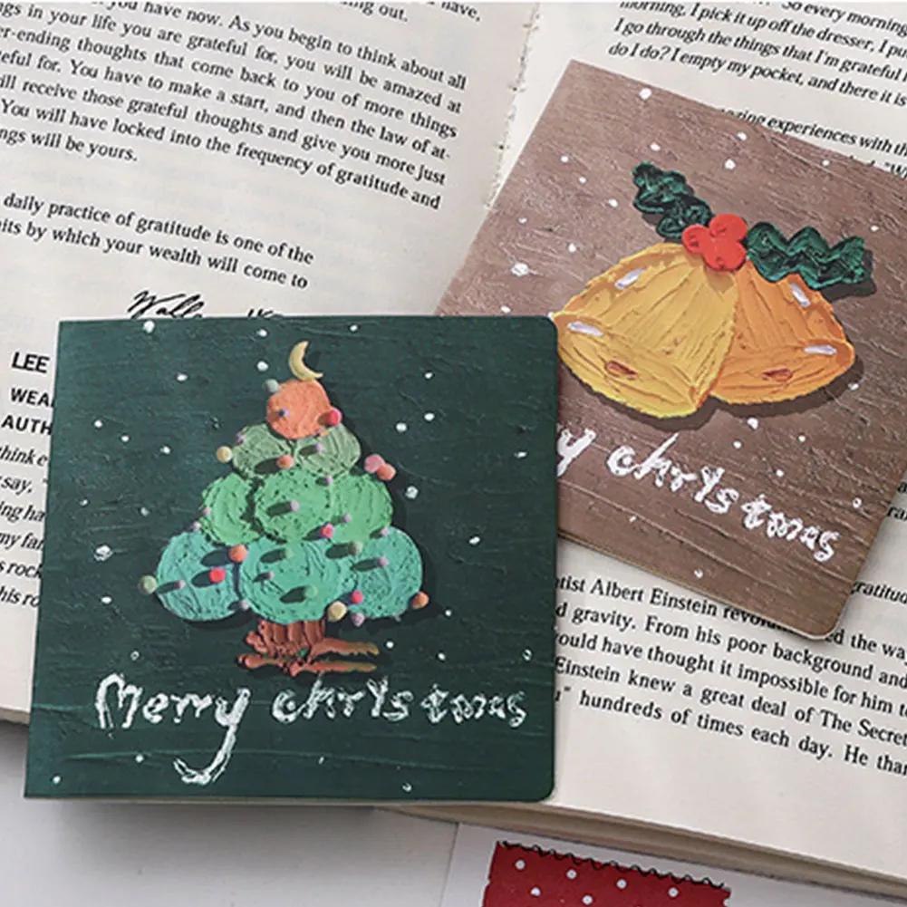 6pcs 3D Santa Claus Decor Card Folding Gift Cards with Envelopes and Stickers Xmas Blessing Card New Year Party Invitation Card