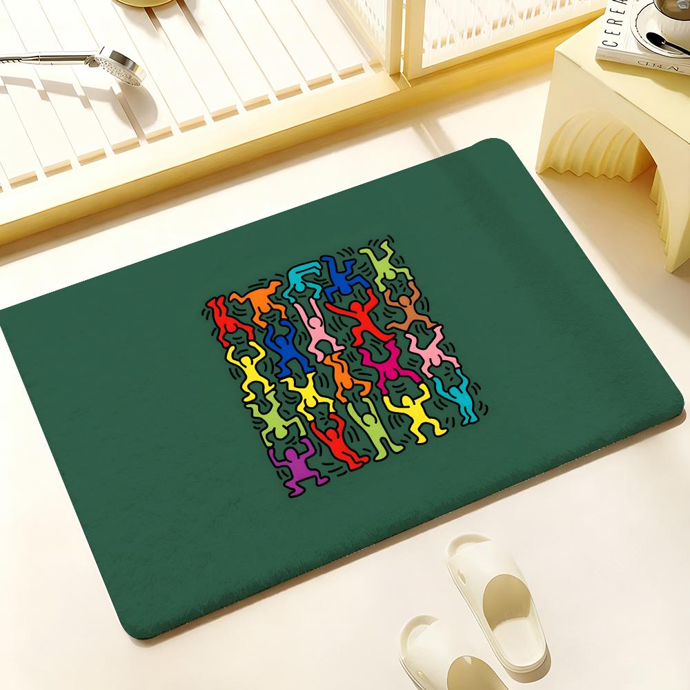 Art Anime K-Keith Haring Floor Mat Cozy Flannel Soft Thick Non-Slip Mat For Living Room Bedroom Kitchen Decor Rugs