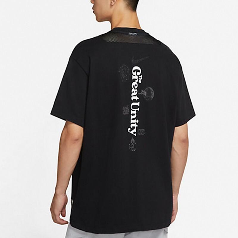 Nike Casual Sport Geometric Print Crew Neck T-Shirt Men Tops Black DM7898-010