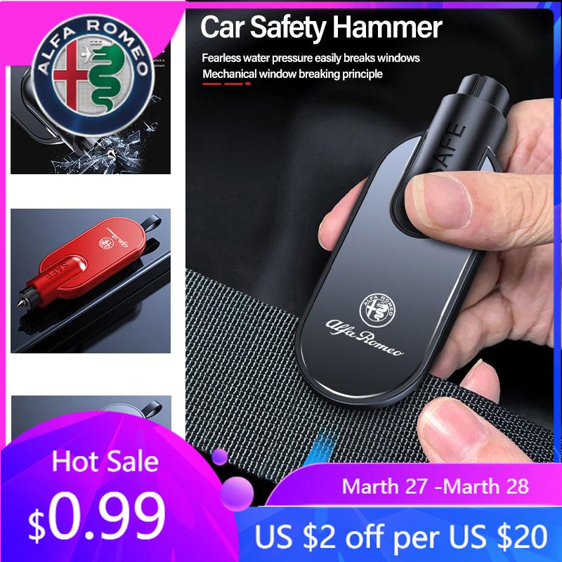 For Alfa Romeo 2026 Hot Sticker Car Safety Hammer Auto Emergency Glass Window Breaker Seat Belt Cutter Escape Tool For Alfa Rome