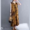 J-Scott Long Dress, Floral Print, A-Line Silhouette, 2-Way, Loose Fit, Brown, JS07-BR-2XL (Limited Stock)