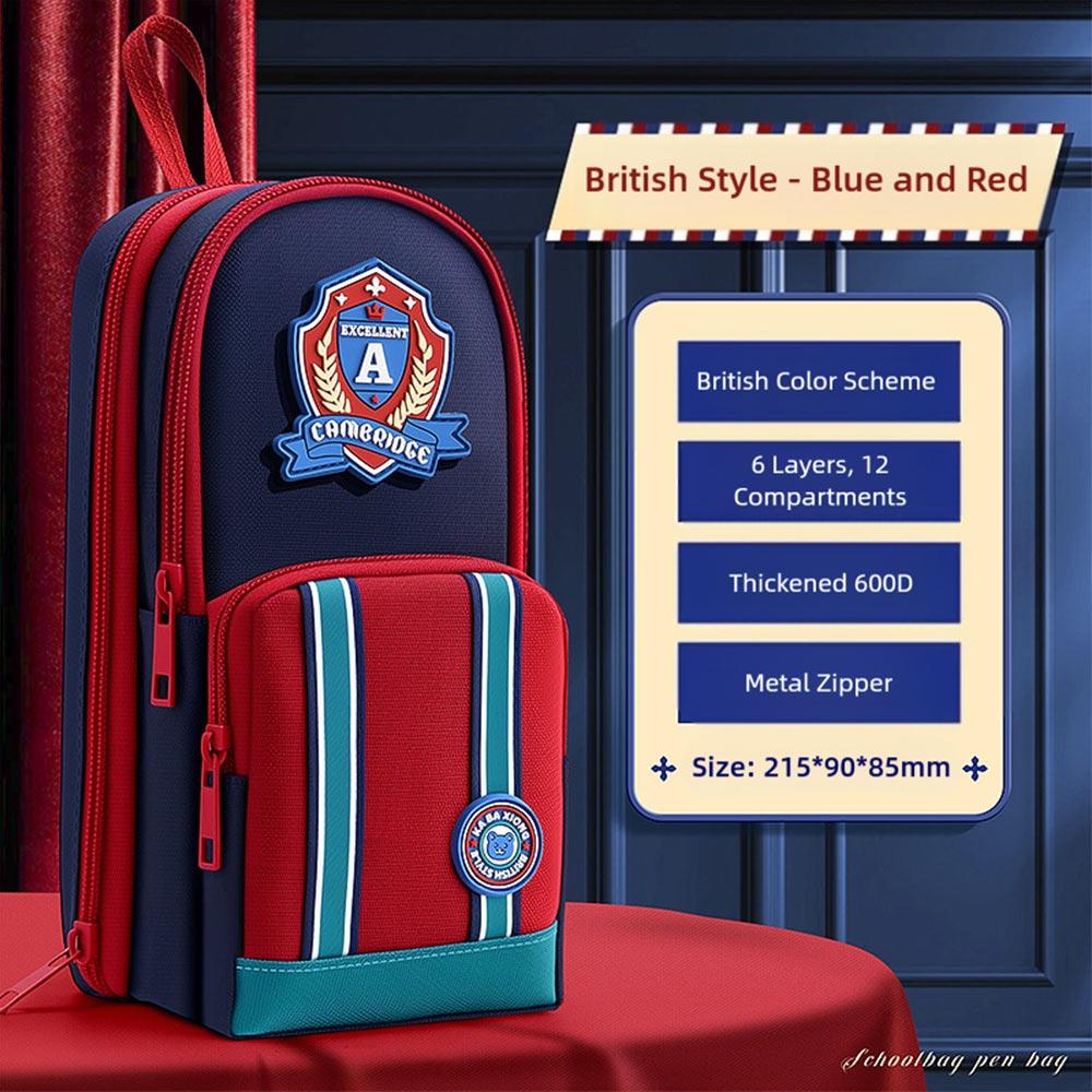 

Backpack Shape Pen Bag Six Layers Twelve Pockets Stationery Bag Pen Box School Office червоний/синій