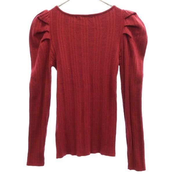 REDYAZEL Long sleeve design knit sweater F Red Women Used