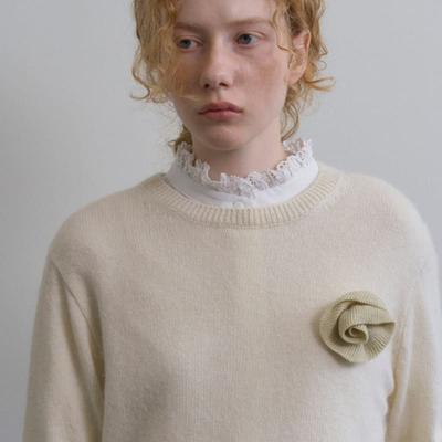 TINKNIT Strick-Corsage Brosche_rot, beige