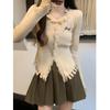 Chic Apricot Knit Tassel Top for Women - Stylish Autumn Essential