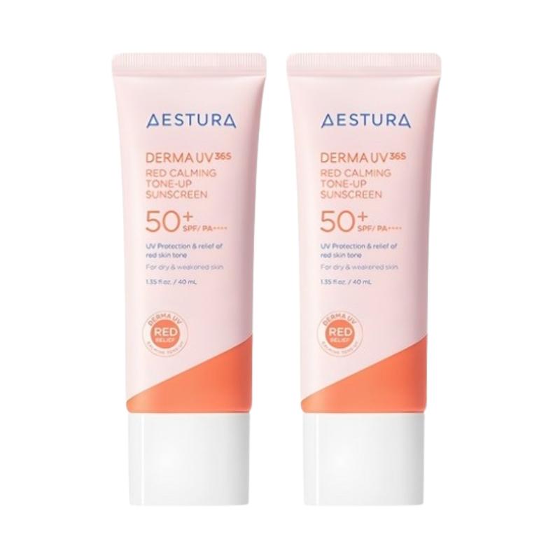 AESTURA Derma UV365 Red Calming Tone-Up Sunscreen SPF50+ PA++++ 40ml – Pink Tone Up Sunscreen for All Skin Types