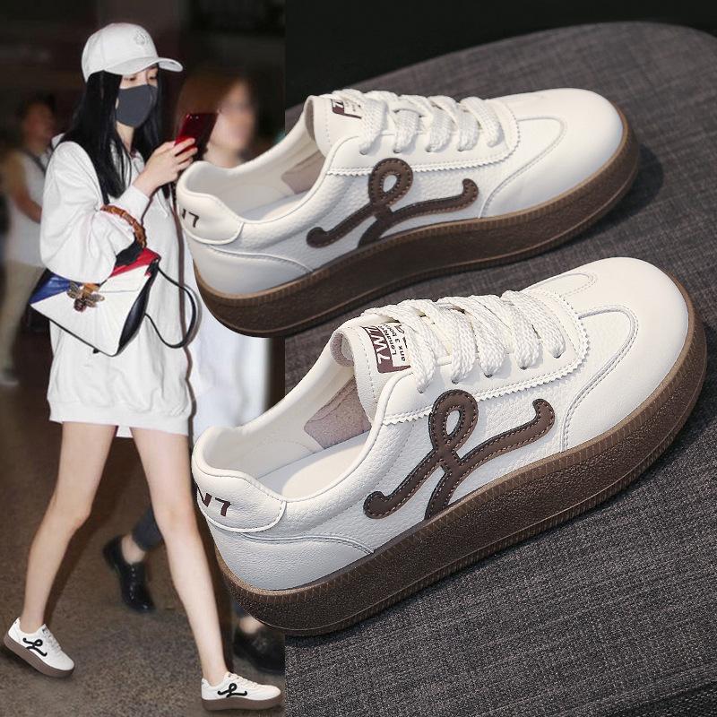 First layer cowhide German training shoes women's versatile thick baseplate shoes 2025 spring and summer new breathable and lightweight casua