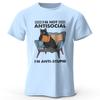 Men's I Am Not Anti Social Printed T-Shirt 100% Cotton Oversized Funny Cat Graphic Tees for Men Women Summer Tops
