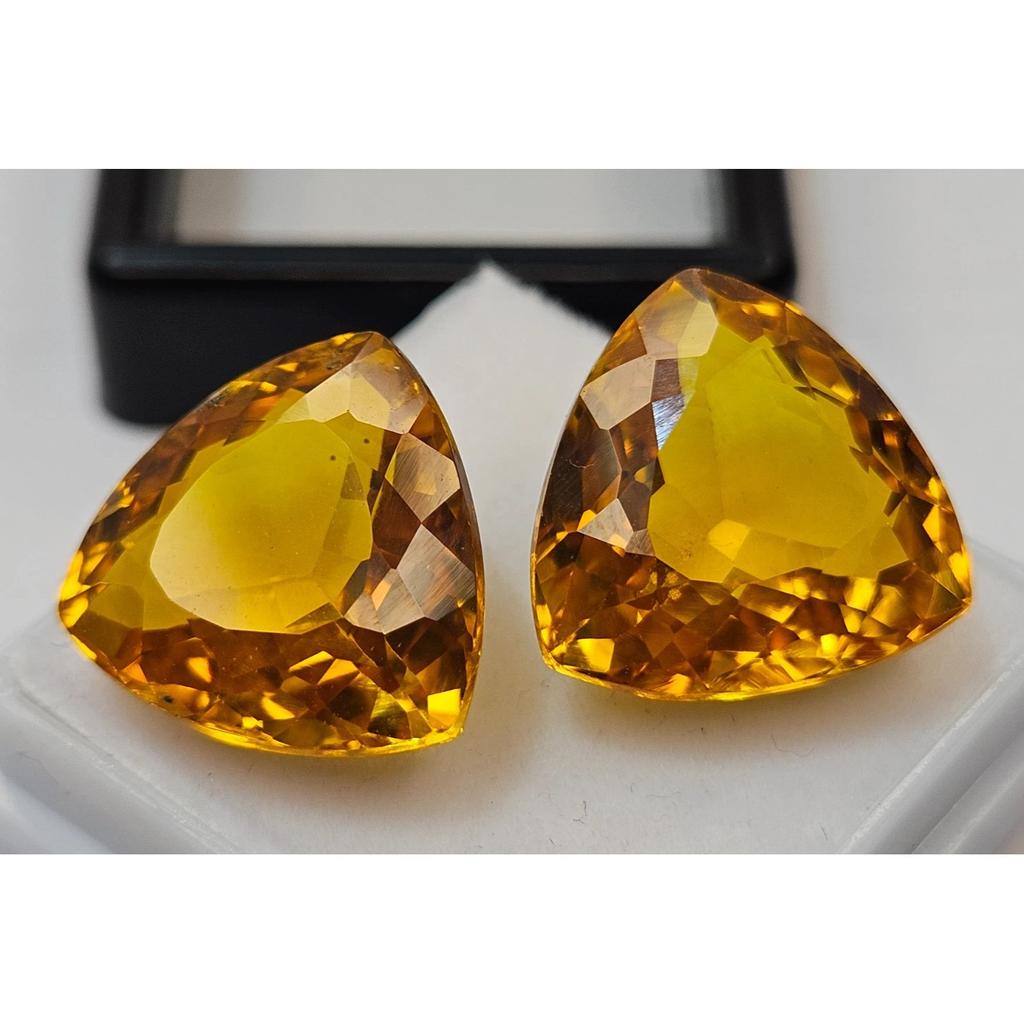 Orange Yellow Sapphire Natural 25+ Ct Trillion Cut Pair Fabulous Loose Gemstone